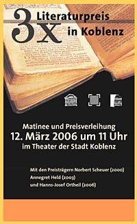 Foto: Plakat der Literaturmatinee 2006, entstanden in einem Workshop des Instituts für Kunstwissenschaft an der Universität in Koblenz.