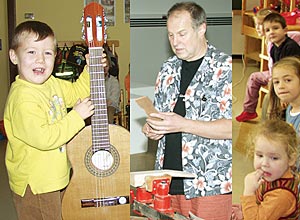 Foto: Im Workshop mit Fritz Rössel lernen Kinder spielerisch Musikinstrumente bauen.
